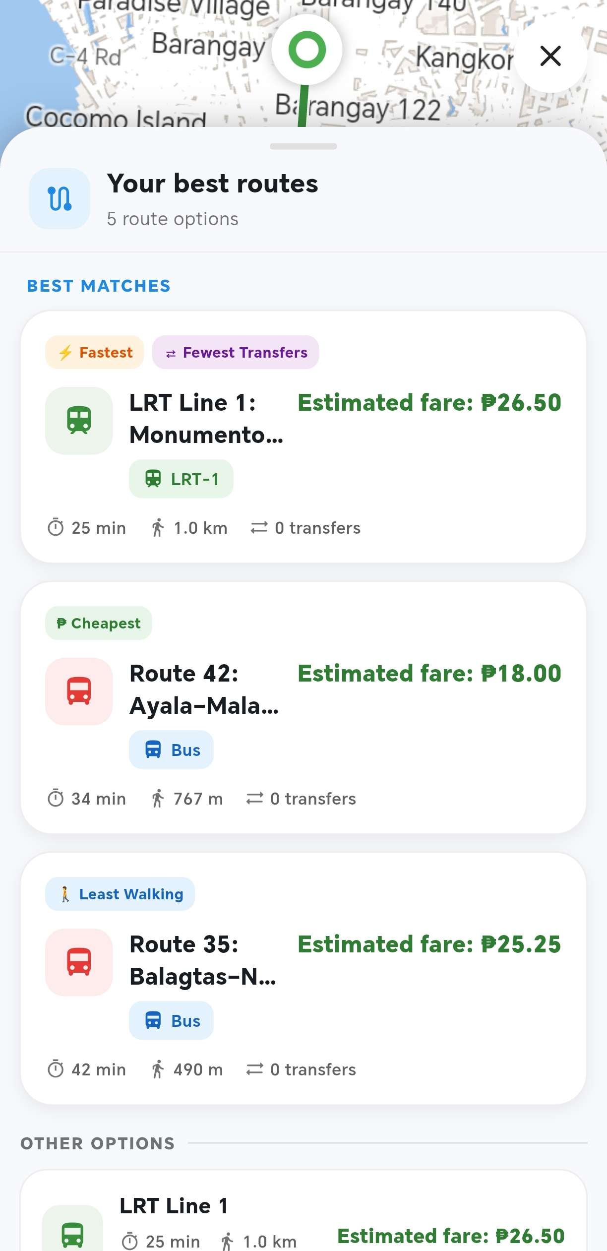 DaanPH route search and results